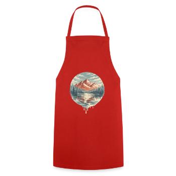 Circular Lake Mountains - Cooking Apron - red - Front - AI Model Male 185 dark (185cm)
