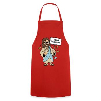Jesus regelt Humor Spruch - Kochschürze - Rot - Vorne - AI Model Male 185 dark (185cm)