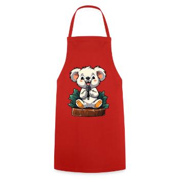Kleiner Koala Karaoke auf Bühne - Kochschürze - Rot - Vorne - AI Model Male 185 dark (185cm)