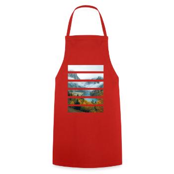 Vallées dAutomne et Lac Paisible - Tablier de cuisine - rouge - Devant - AI Model Male 185 dark (185cm)