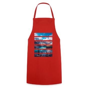 Mosaïque Montagnes et Lac Turquoise - Tablier de cuisine - rouge - Devant - AI Model Male 185 dark (185cm)