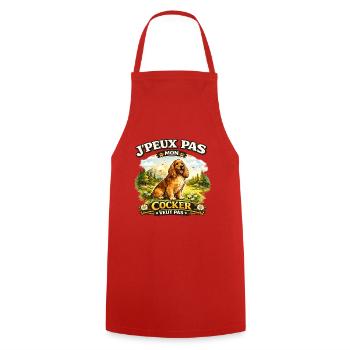 Cocker en nature: J'peux pas - Tablier de cuisine - rouge - Devant - AI Model Male 185 dark (185cm)