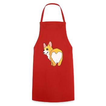 Corgi Colorful Heart Behind - Cooking Apron - red - Front - AI Model Male 185 dark (185cm)