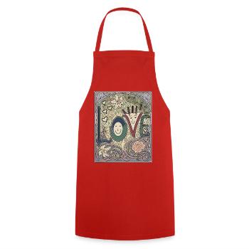 Whimsical Love Floral Frame - Cooking Apron - red - Front - AI Model Male 185 dark (185cm)