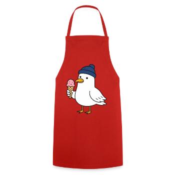 Mouette avec chapeau et glace - Tablier de cuisine - rouge - Devant - AI Model Male 185 dark (185cm)