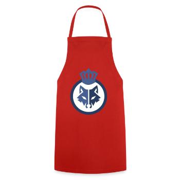 Royal Wolf's Head - Cooking Apron - red - Front - AI Model Male 185 dark (185cm)