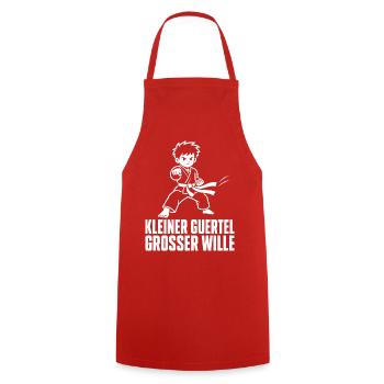 Kleiner Gürtel Großer Wille – Karate Kampfkunst - Kochschürze - Rot - Vorne - AI Model Male 185 dark (185cm)