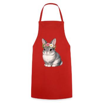 Chinchilla Rabbit - Cooking Apron - red - Front - AI Model Male 185 dark (185cm)