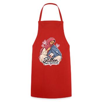Stillen - deine Superkraft  - Kochschürze - Rot - Vorne - AI Model Male 185 dark (185cm)