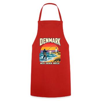 Dänemark Küstenangler Sonnenuntergang - Kochschürze - Rot - Vorne - AI Model Male 185 dark (185cm)