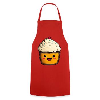 Kawaii Cupcake Gesicht Illustration - Kochschürze - Rot - Vorne - AI Model Male 185 dark (185cm)