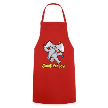 Jump for Joy Elefant Charlie Cartoon - Kochschürze - Rot - Vorne - AI Model Male 185 dark (185cm)