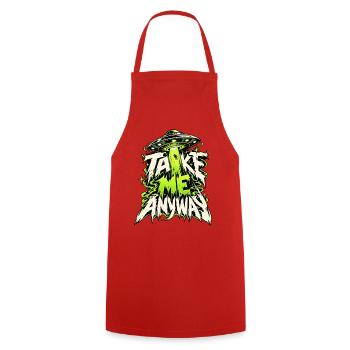 Take Me Away UFO Neon - Kochschürze - Rot - Vorne - AI Model Male 185 dark (185cm)