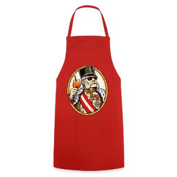 Kaiser Franz Joseph mit Sonnenbrille – K&K - Kochschürze - Rot - Vorne - AI Model Male 185 dark (185cm)