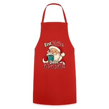 Erst Kaffee Dann HoHoHo Santa - Kochschürze - Rot - Vorne - AI Model Male 185 dark (185cm)