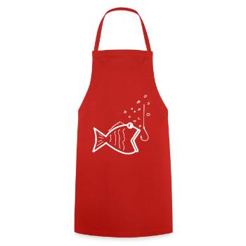 Pêche pêche pêche - Tablier de cuisine - rouge - Devant - AI Model Male 185 dark (185cm)