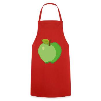Retro Pixel Green Apple - Cooking Apron - red - Front - AI Model Male 185 dark (185cm)
