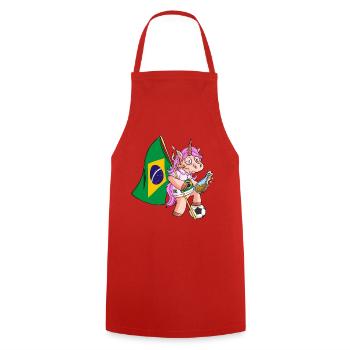 Brésil Parti Licorne - Tablier de cuisine - rouge - Devant - AI Model Male 185 dark (185cm)