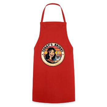 Vintage Vigor: A Woman Starts Her Day with Coffee - Cooking Apron - red - Front - AI Model Male 185 dark (185cm)