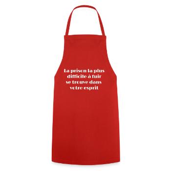 La prison la plus difficile à fuir se trouve... - Tablier de cuisine - rouge - Devant - AI Model Male 185 dark (185cm)
