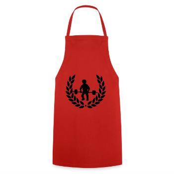 BODYBUILDING WEIGHTING PUMPS - Cooking Apron - red - Front - AI Model Male 185 dark (185cm)