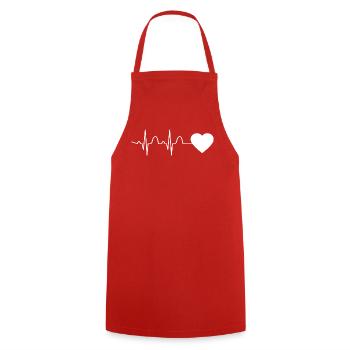 Love | Heartbeat - Cooking Apron - red - Front - AI Model Male 185 dark (185cm)