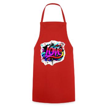 Lettrage Love Graffiti - Tablier de cuisine - rouge - Devant - AI Model Male 185 dark (185cm)