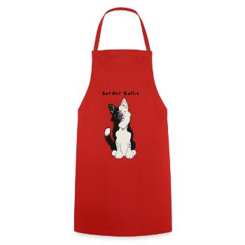 Sweet Border Collie - Cooking Apron - red - Front - AI Model Male 185 dark (185cm)