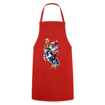 Santa Claus Beer Unicorn Christmas - Cooking Apron - red - Front - AI Model Male 185 dark (185cm)