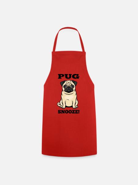 Pug Dog Mops Snooze Hundebegleiter - Kochschürze - Rot