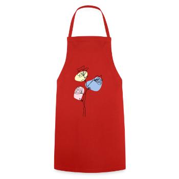 Delicate Lineart Flowers with Pastel - Cooking Apron - red - Front - AI Model Male 185 dark (185cm)