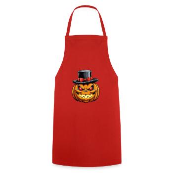 Citrouille d’Halloween souriante drôle avec chapeau haut de forme - Tablier de cuisine - rouge - Devant - AI Model Male 185 dark (185cm)