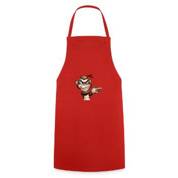 Gangster Monkey Graffity Hand Gun T-Shirt - Cooking Apron - red - Front - AI Model Male 185 dark (185cm)