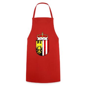 upper Austria - Cooking Apron - red - Front - AI Model Male 185 dark (185cm)