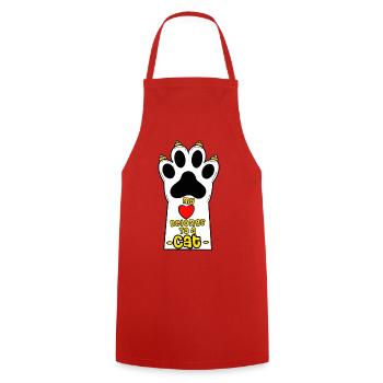 Cat lover hand design with heart - Cooking Apron - red - Front - AI Model Male 185 dark (185cm)