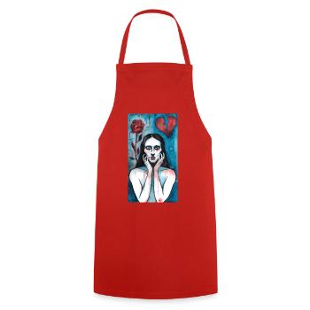 Amour brisé, dame en deuil - Tablier de cuisine - rouge - Devant - AI Model Male 185 dark (185cm)