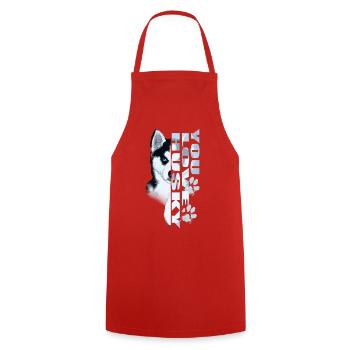 Husky Portrait Font - Cooking Apron - red - Front - AI Model Male 185 dark (185cm)