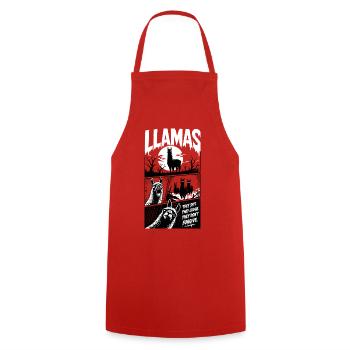 Llamas They Spit They Judge Horror - Cooking Apron - red - Front - AI Model Male 185 dark (185cm)