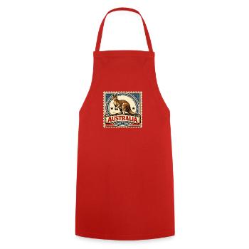 Kangaroo Vintage Stamp Australien - Kochschürze - Rot - Vorne - AI Model Male 185 dark (185cm)