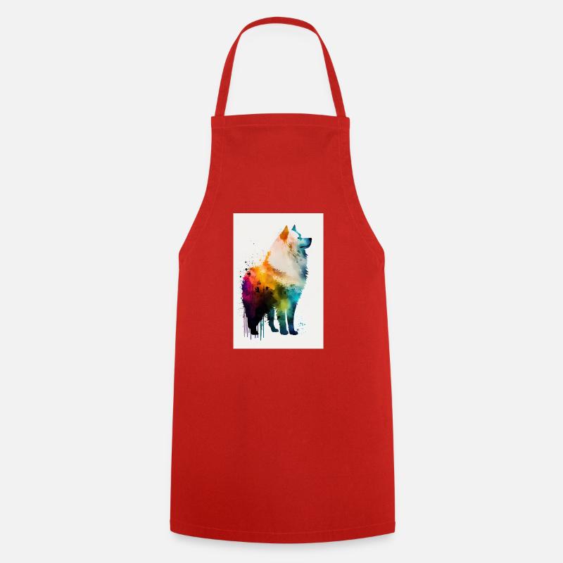 Samoyed Dog Pet Dogs Rainbow - Cooking Apron - red