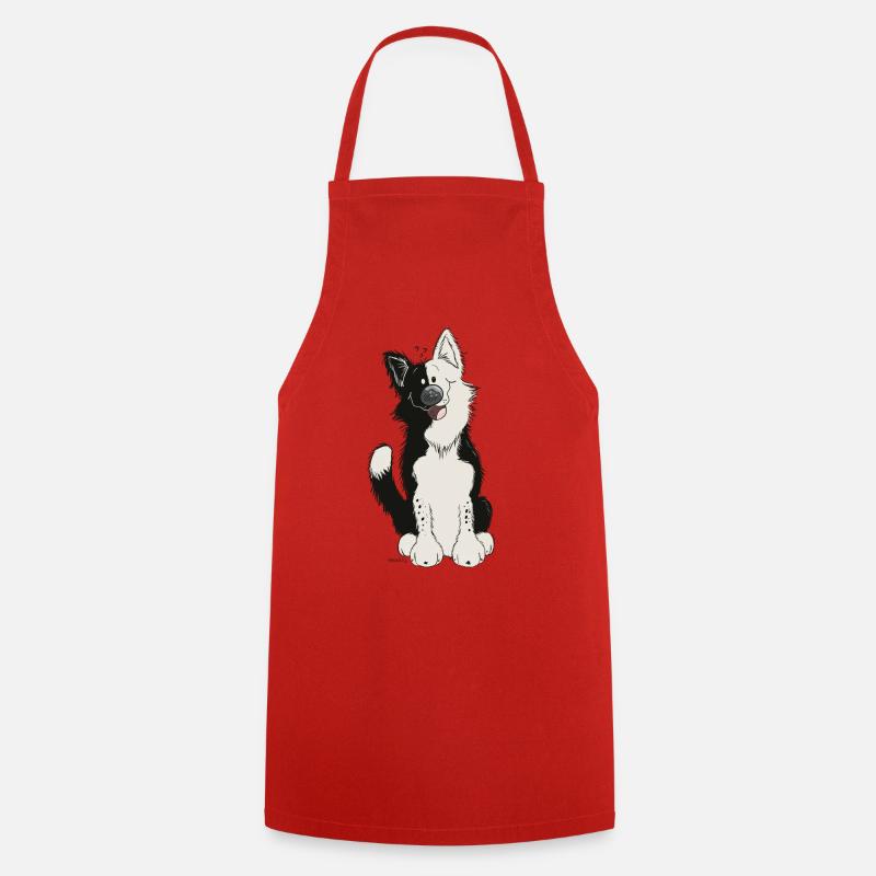 Cute Border Collie - Cooking Apron - red