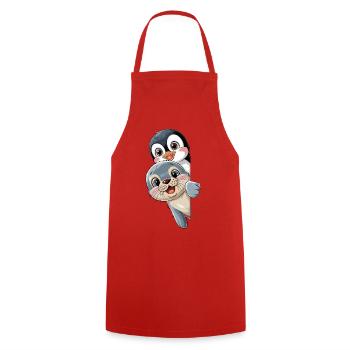  Süßer Pinguin Und Seehund Cartoon Für Kinder - Kochschürze - Rot - Vorne - AI Model Male 185 dark (185cm)