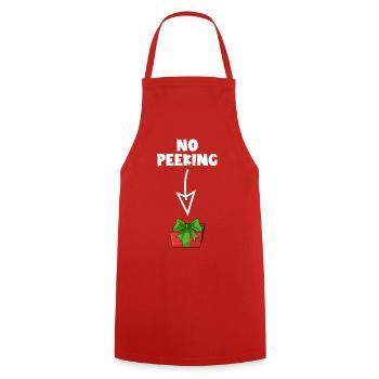 Don't cheat! Naughty Christmas present! Not - Cooking Apron - red - Front - AI Model Male 185 dark (185cm)