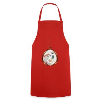 Flower pendant in gold frame - Cooking Apron - red - Front - AI Model Male 185 dark (185cm)