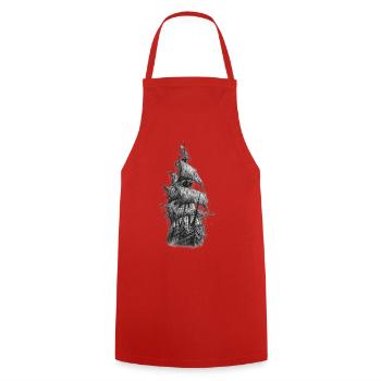 Piratenschiff Gothic Graphic - Kochschürze - Rot - Vorne - AI Model Male 185 dark (185cm)