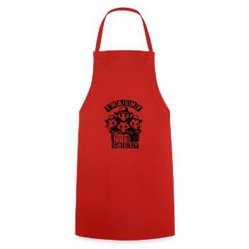 3 cool possums trash trio in the trash can - Cooking Apron - red - Front - AI Model Male 185 dark (185cm)