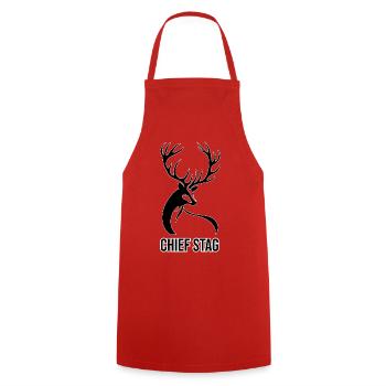 Chief Stag – Kraftvolles Hirsch Motiv für Männer - Cooking Apron - red - Front - AI Model Male 185 dark (185cm)