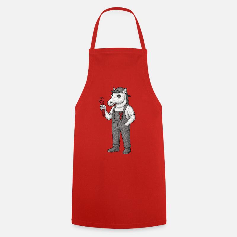 Mécanique de chevaux à clé à molette - Tablier de cuisine - rouge