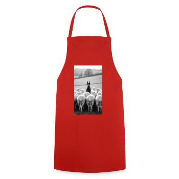 Stove guard at dawn - Cooking Apron - red - Front - AI Model Male 185 dark (185cm)