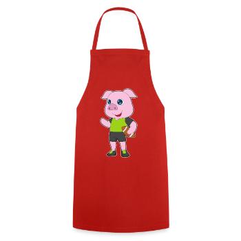 Pig American Football - Cooking Apron - red - Front - AI Model Male 185 dark (185cm)